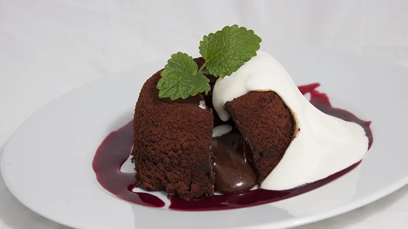 Chocolate Fondant with Raspberry Sauce